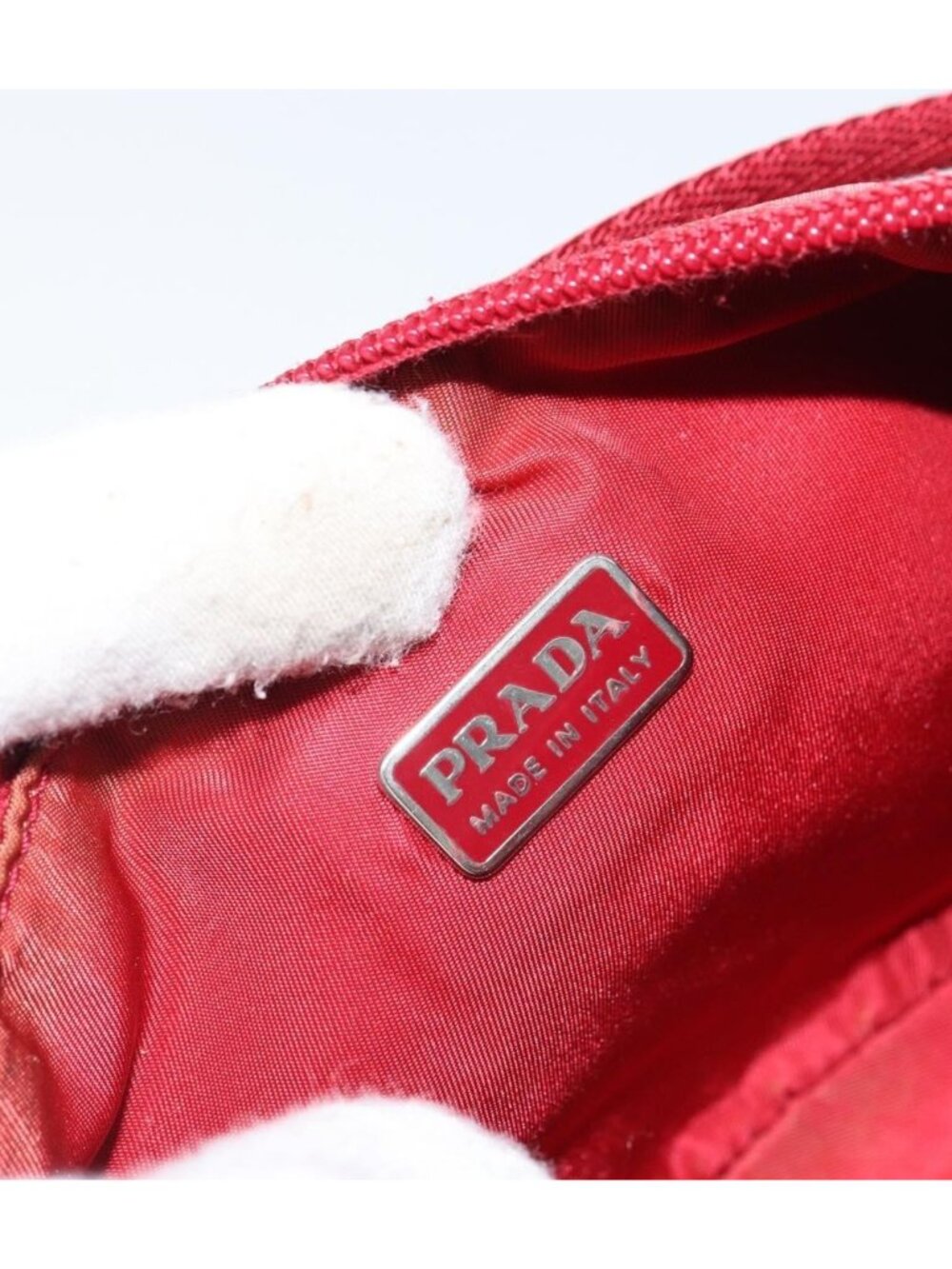 PRADA Accessory Pouch Nylon Red Silver - Picture 15 of 16